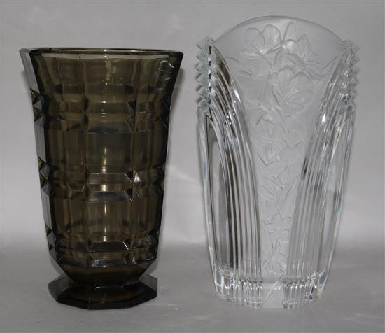 Two Art Deco style glass vase